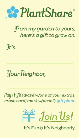 Gift Card: "Dear Neighbor, Here's a green gift"